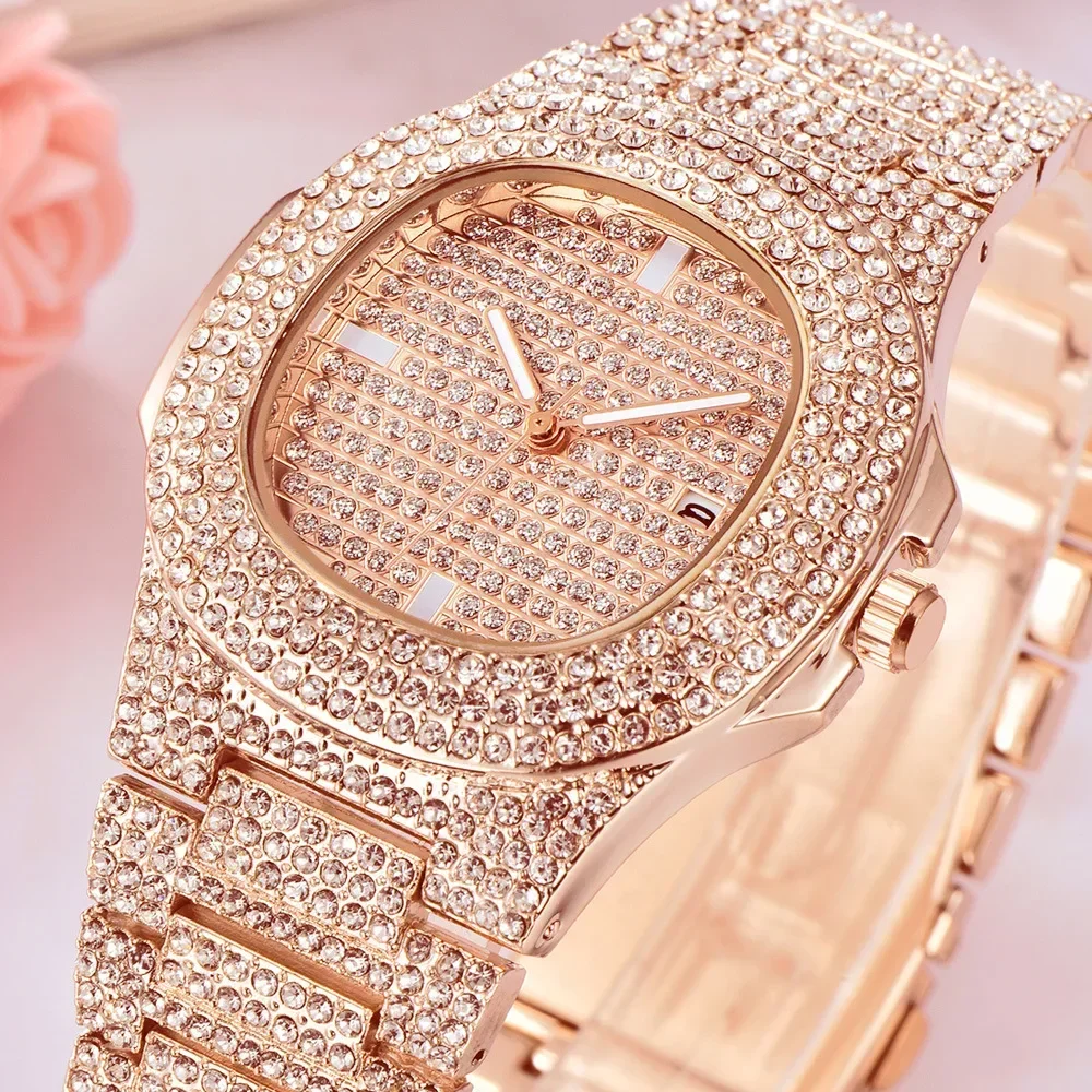 Men's Hip Hop Brand Watch Man Fashion Diamond Date Quartz Watch