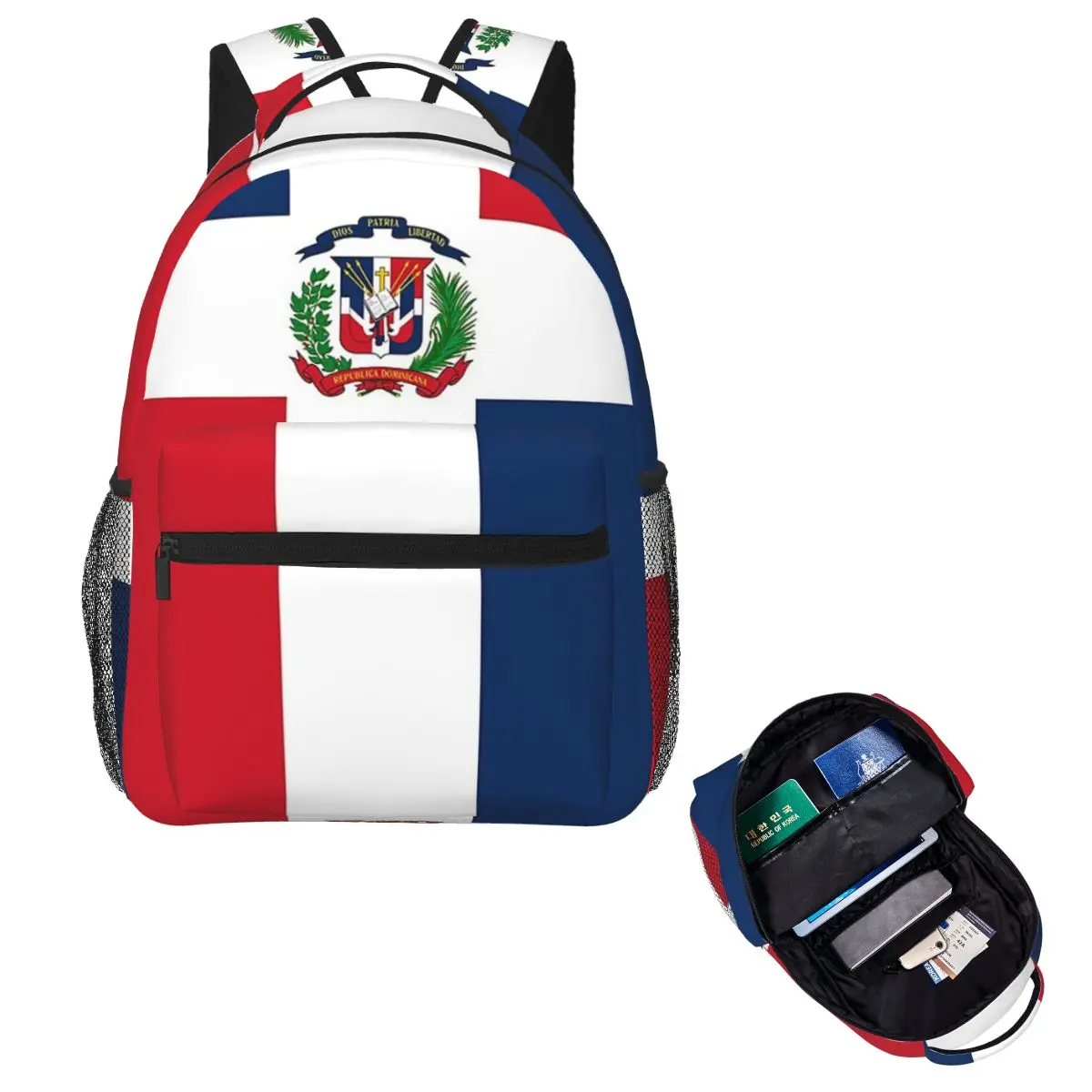 

Dominican Republic Flag Gifts, Stickers And Other Products Backpack Hot Sale Daypack Boys Girls BookBag School Bag Shoulder Bags