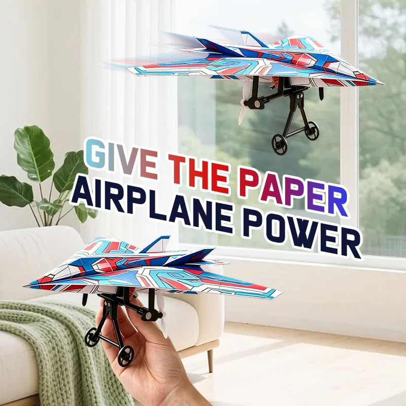  DIY Remote Control Paper Airplane Electric Power Kit Diy Foldable Long Range Stable Flight Ultra Lightweight Plane Outdoor Toy