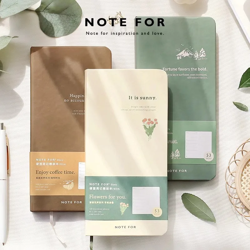 Weekly Journal Handbook Silent, Literary and Artistic, Fresh and Retro, Slim Weekly Plan Book Notebooks Planner