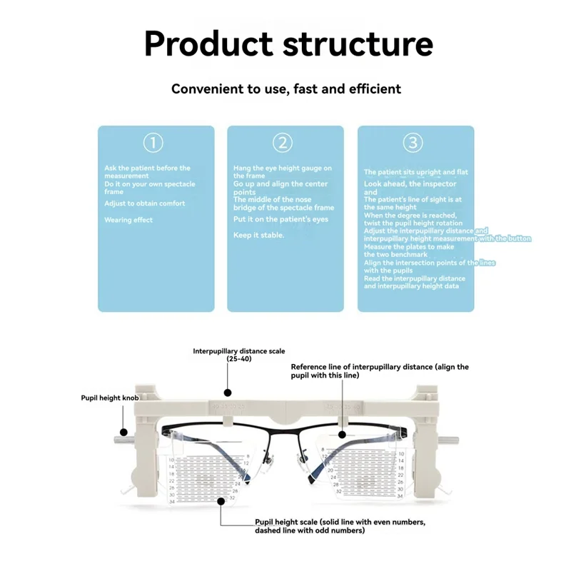 

Pupil Height Distance Meter Glasses Ruler Optical Equipment Adjustable CE Approved Aluminum Box