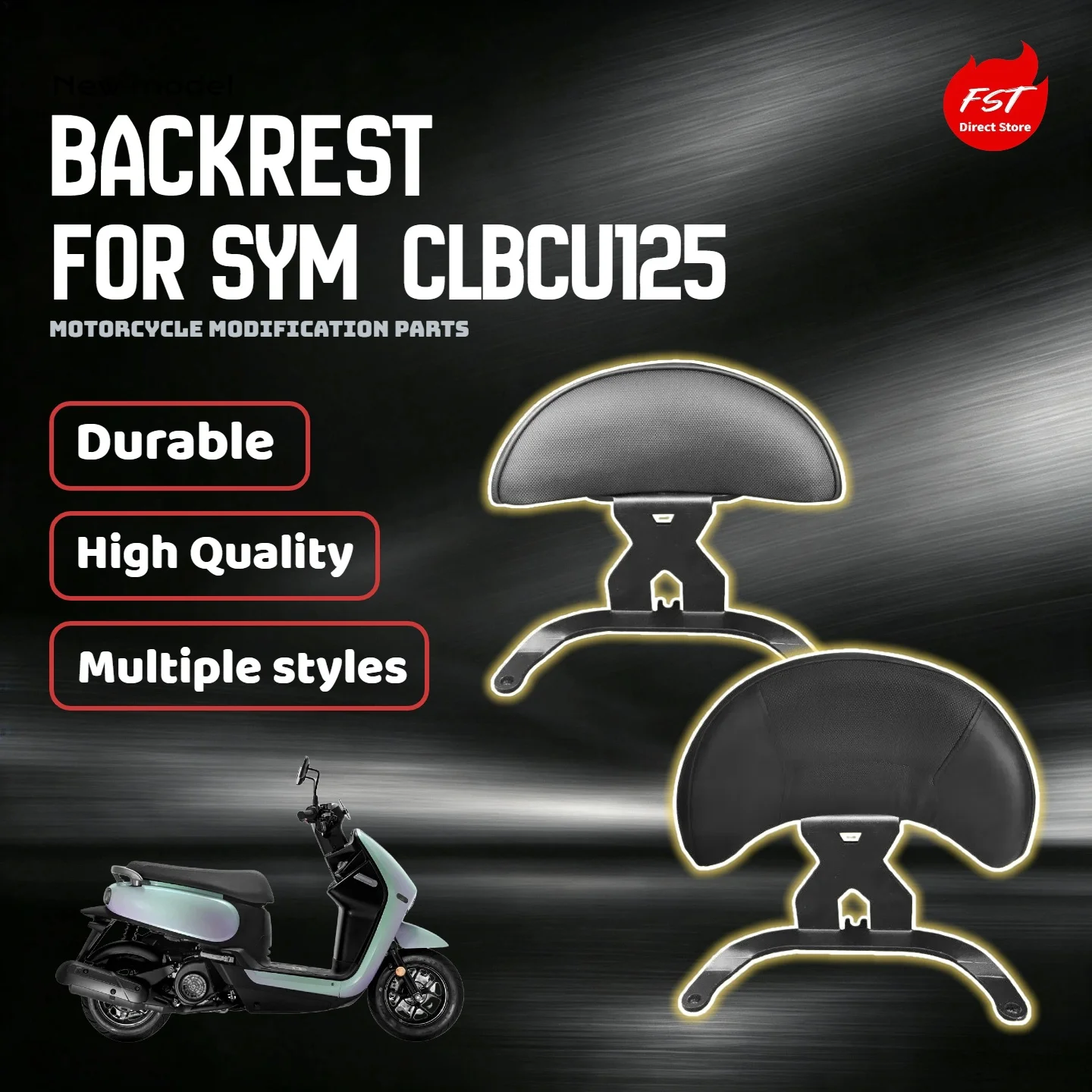 For Sym CLBCU125 motorcycle dedicated rear backrest, vehicle-specific modified accessory with non-destructive installation