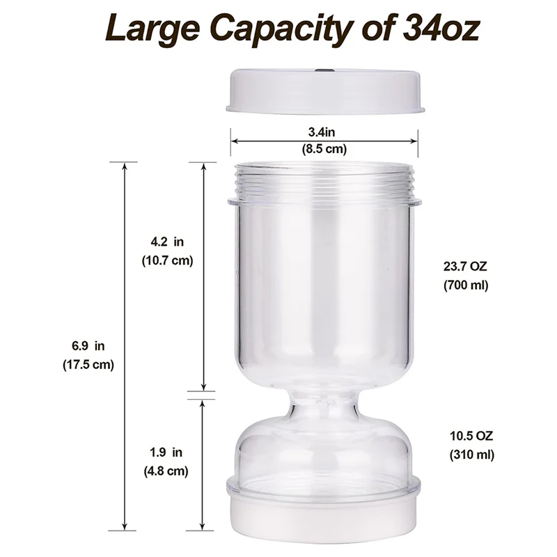 Separador de jugo de tarro de reloj de arena de olivo, 2 uds., para jugo de pepinillos húmedos y secos, separador de jugo