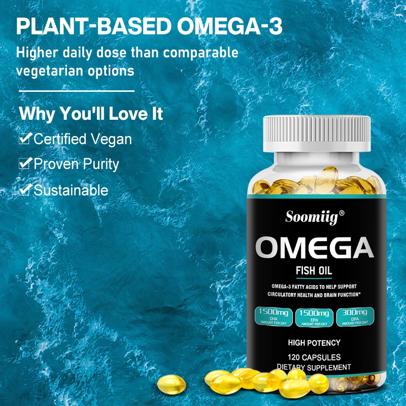 Omega 3 Fish Oil Capsules 3300mg  - High EPA & DHA, Supports Brain, Heart, Joint, Eye, Skin, Immune System & Hair Health - view 2