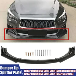Front Bumper Lip Splitter Plate Protective Trim Covers Spoiler Diffuser Body Kit Fit For Infiniti Q50 2018-2021 Car Accessories