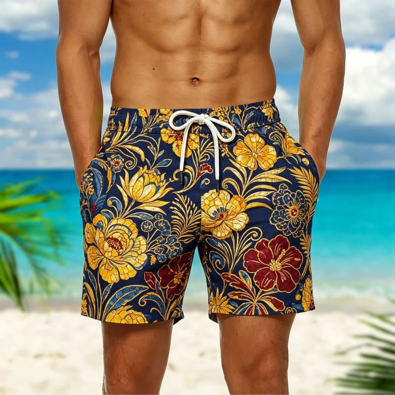 

Повседневные шорты в стиле барокко с позолоченным тропическим принтом, идеально подходят для путешествий, активного отдыха, ежедневных прогулок и создания непринужденных образов.