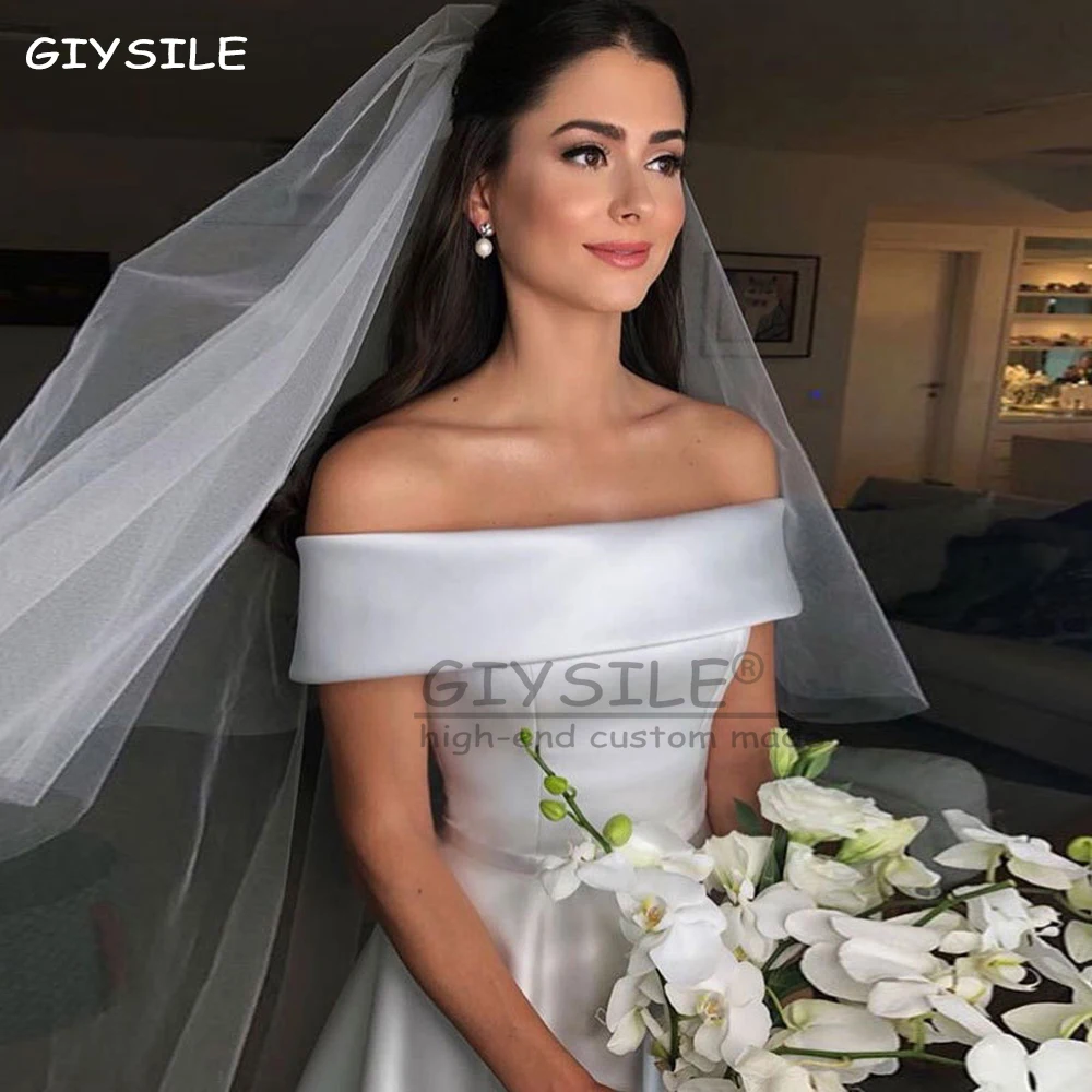 

GIYSILE Customized White Satin Wedding Dresses Luxury 2025 One Shoulder Simple Elegant Long Bridal Gowns Vestidos Para Mujer