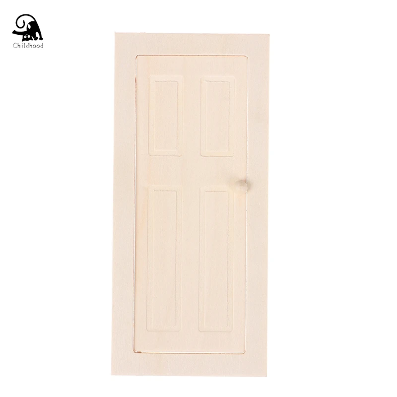 1/12 Dollhouse Miniature Wood External Single Door Wooden Window Frame DIY Accessories Doll House Furniture Toys