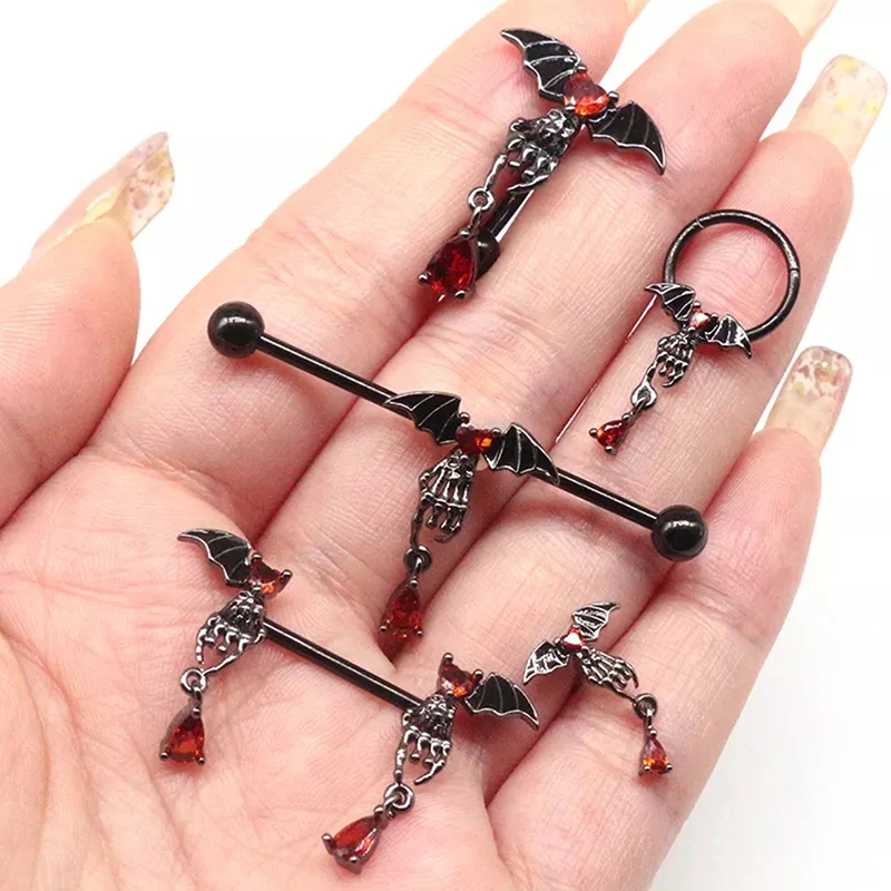 Bat Navel Ring Personality Punk\'s Nipple Piercing Belly Button Pircing Nose Rings Fashion Earrings Piercing Accessories