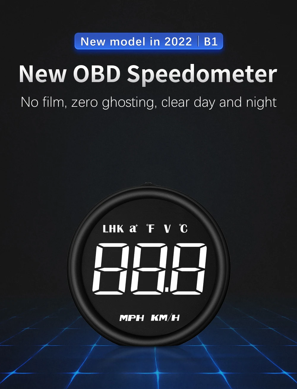 OBD HUD B1 Tachometer Auto Head-Up-Display Projektor EOBD Auto Kraftstoffverbrauch Voltmeter Wassertemperatur 5 Alarmzubehör – Detail 3