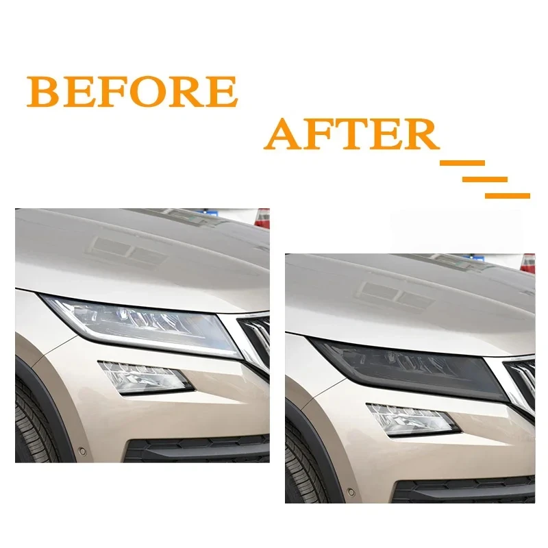For Skoda Kodiaq 16-21 2022-Present 2023 Car Headlight Tint Black Protective Film Protection Transparent TPU Sticker Accessories