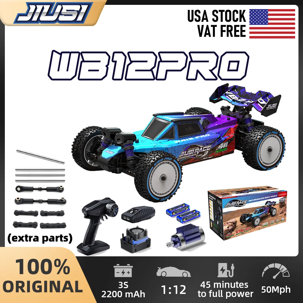 

JIUSI WB 12 Pro 1/12 Brushless RC Cars for Adults Fast 50 mph Off-Road All Terrain Buggy RTR 4X4 Electric RC Cars 25W Fast Charg
