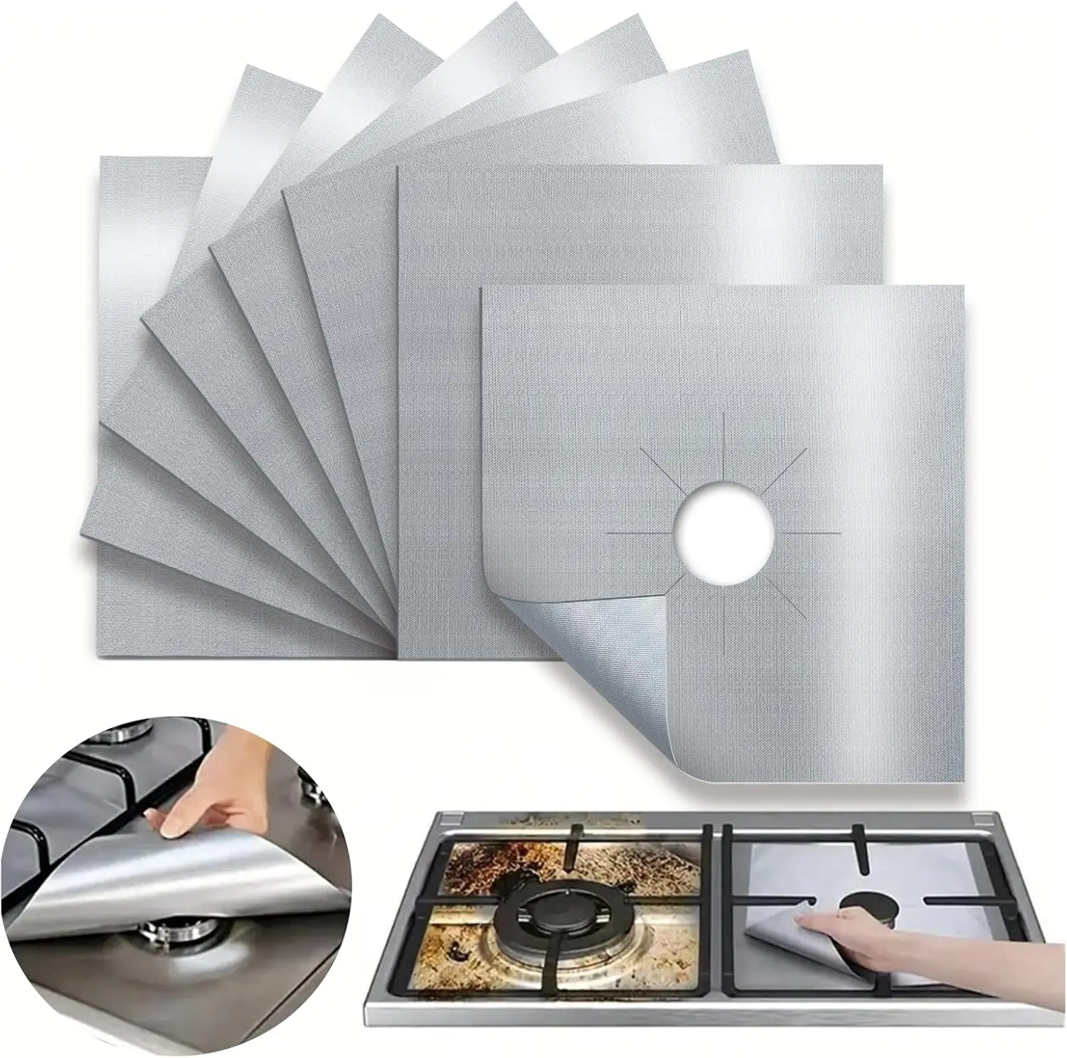 Gas Stove Burner Covers Square Heat-resistant Oil-proof Reusable Stove Protector Pads Non-Stick Stovetop Liner Kitchen Tools