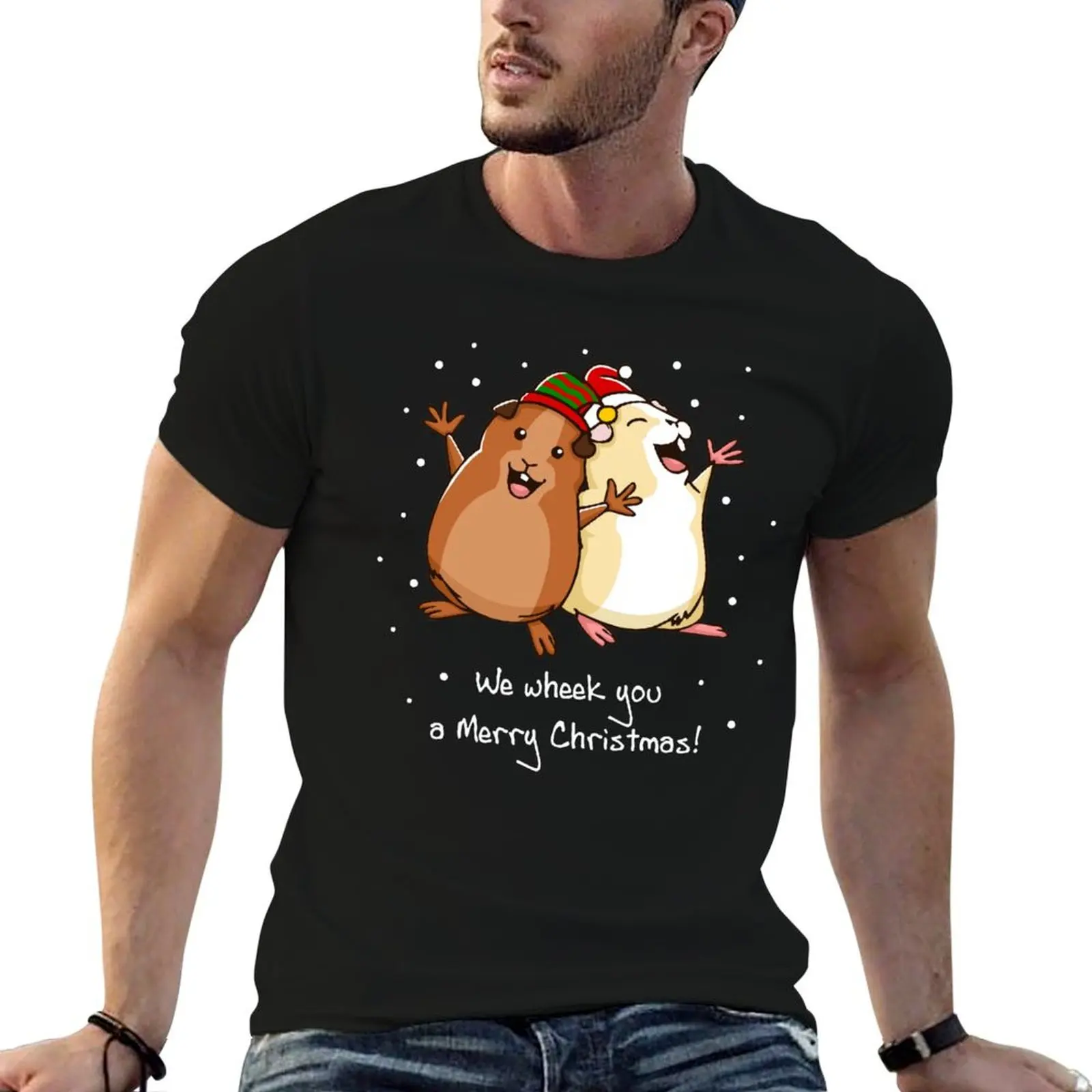 

We Wheek You A Merry Christmas - Guinea Pig Christmas Fitted Scoop T-Shirt man t shirt street wear vintage t shirt men