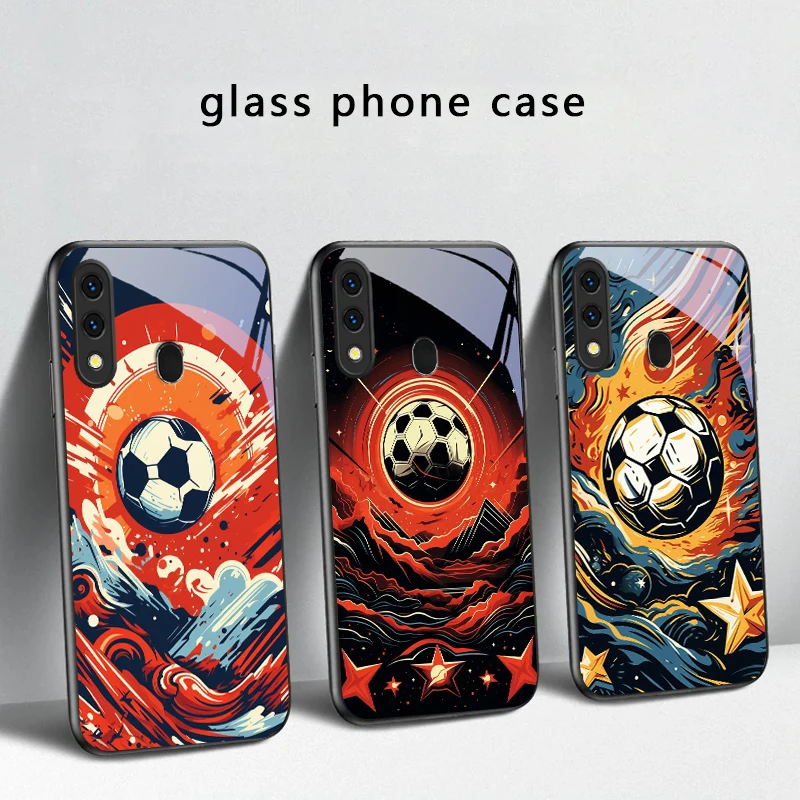Retro football theme For Samsung Galaxy A30 A31 A32 A33 A34 A35 A42 A30s A20 A25 A26 A51 A56 A54 A72 A73 A70 Glass Phone Case