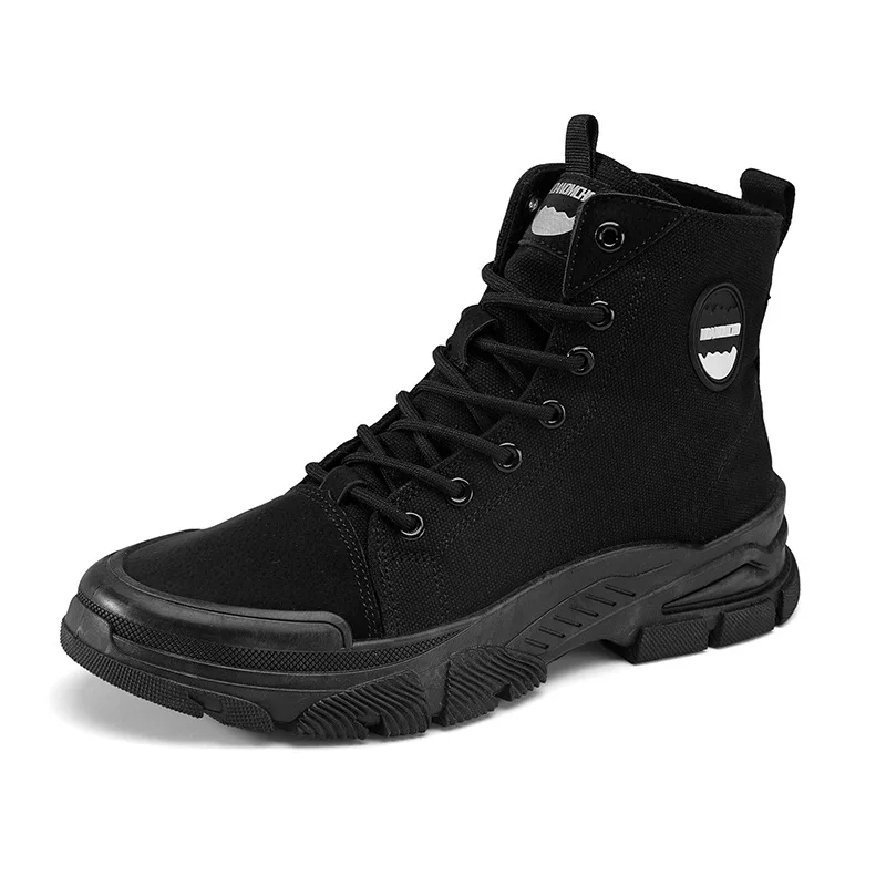 

New Men Ankle Boots High-top Thick-soled Shoes for Autumn Anti-slip Wear-resistant Safety Shoes Canvas Outdoor Hiking Work Boots