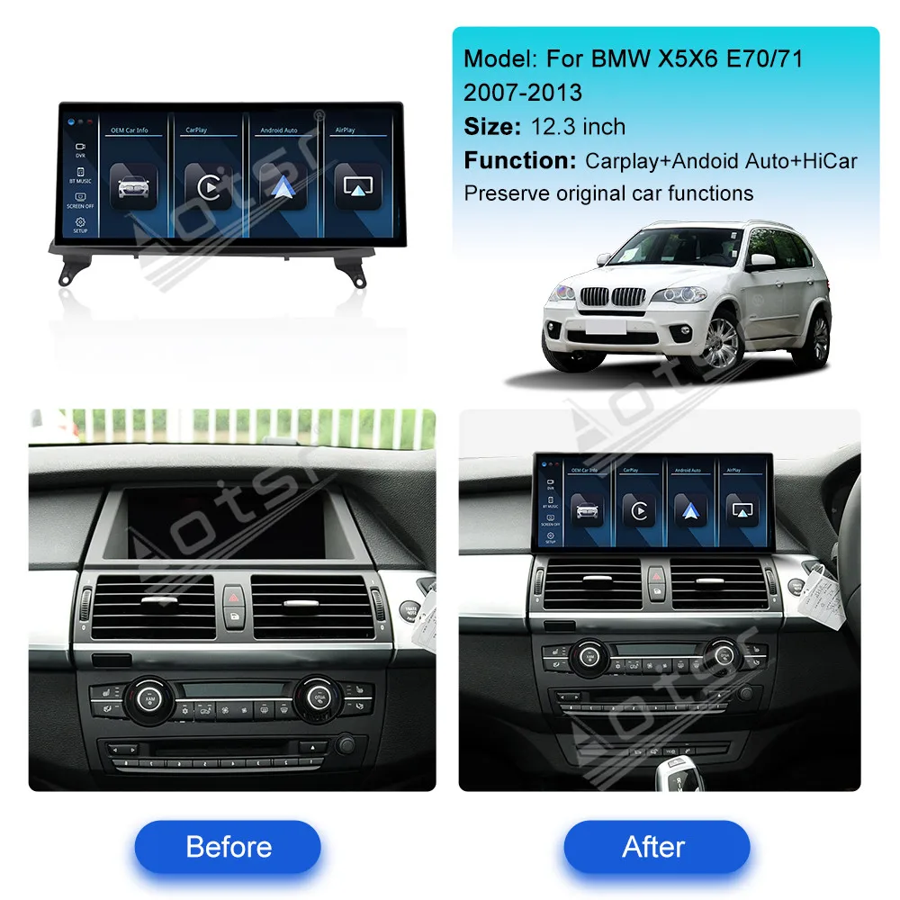 12.3 Inch Silky smooth  Android Car Radio For BMW Linux X5/X6 E70/E71 CIC&CCC Video Player Stereo Auto GPS Navi DSP Carplay