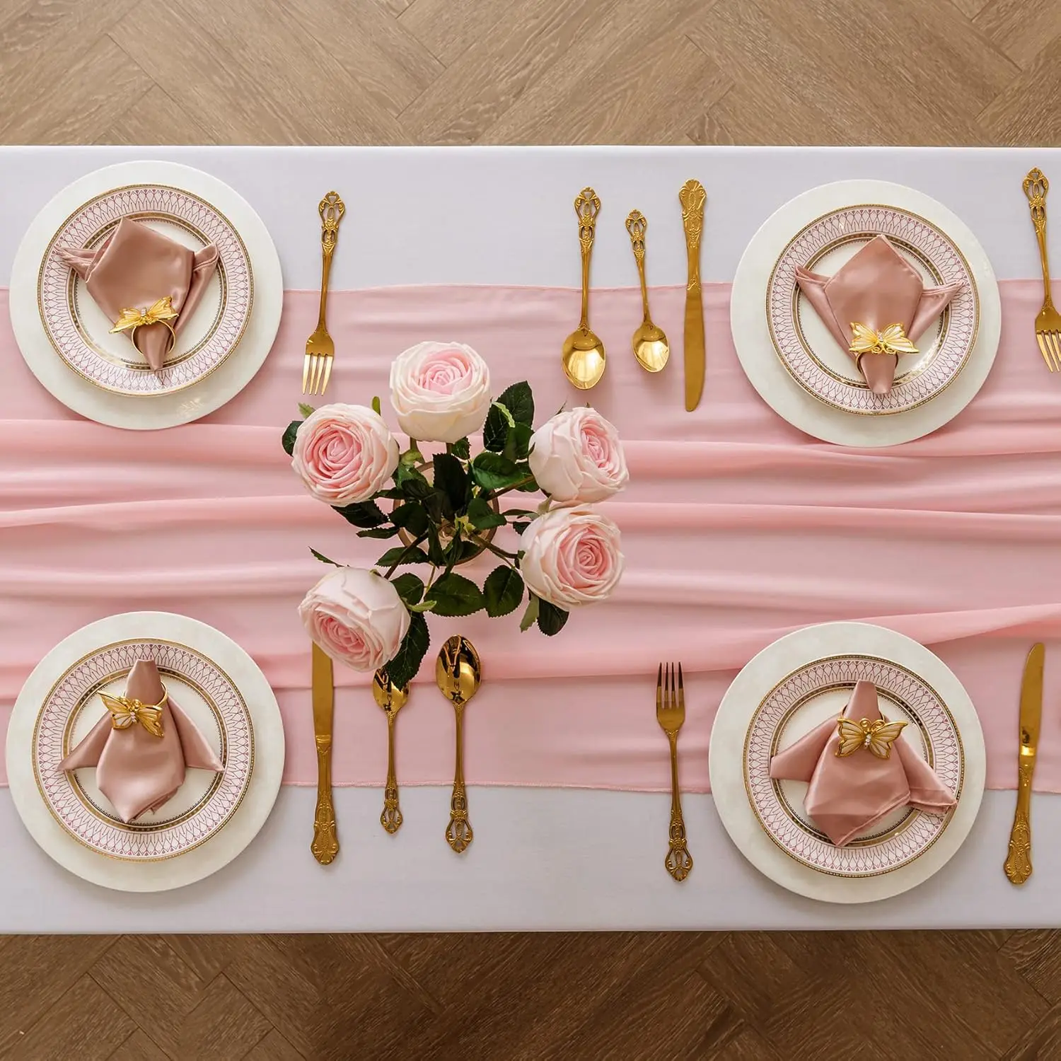 Boho Wedding Table Runner Sheer Chiffon Romantic Table Decor for Birthday Party Bridal Shower Holiday Home Decoration