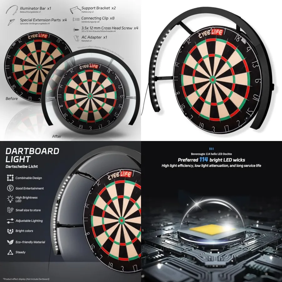 

Dartboard Lighting System, White LED Dartboard Light, Securely Fits All Dart Boards, Easy Assembly, Professional Darts Accessor