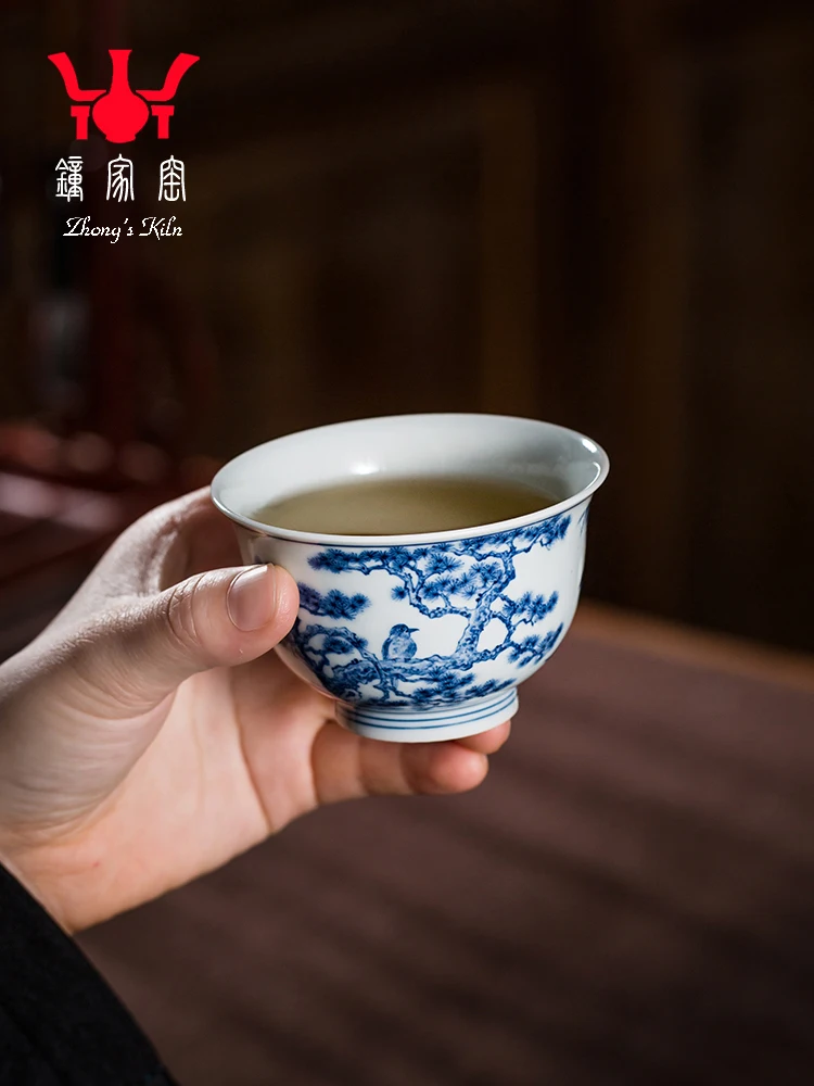 Zhongjiayao HigH-end Tea Cup, Jingdezhen Chaiyao Blue White Hand-painted Pine, BamBoo, And Plum Patterns, Personal ExclusivE