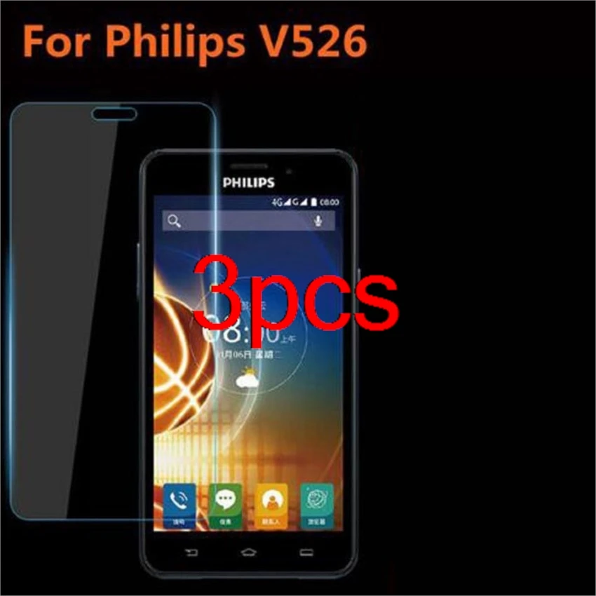 3 uds para philips xenium v526 película protectora transparente de vidrio templado protector de pantalla a prueba de explosiones para philips v526 cubierta protectora