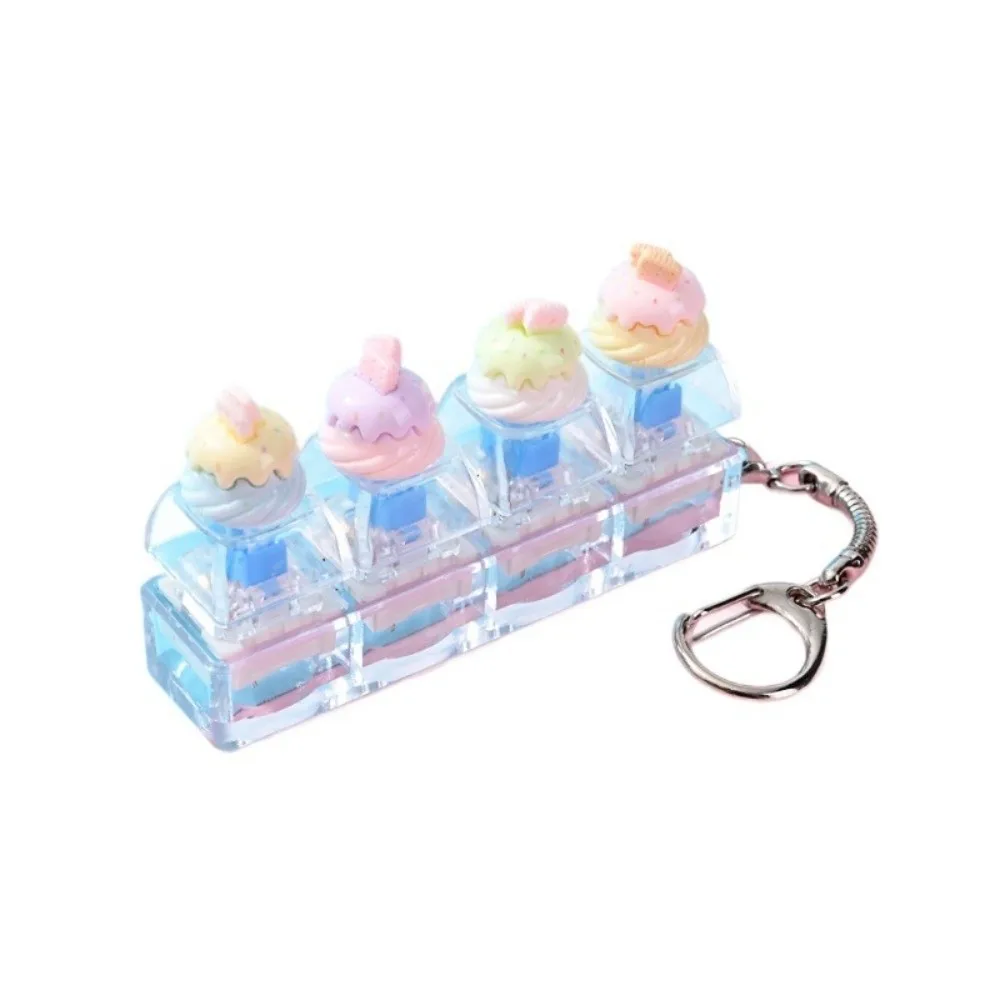 4 Key Anti-stress Pendant Bear Keycap Mechanical Mini Keyboard Pendant Finger Button Pass The Time Fidget Keychain Bag Charms