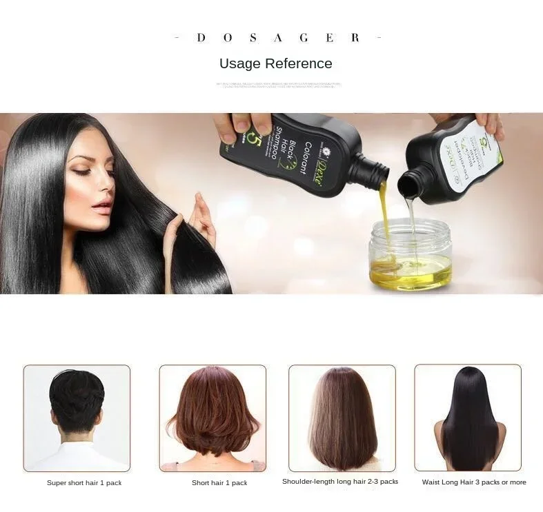 Dexe Black Hair color Shampoo 10 Mins Dye Hair Into Black Herb Natural Faster Black Hair Restore Colorant Shampoo and Treatment