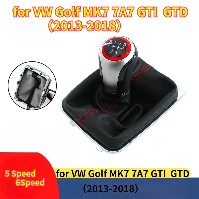 5 / 6Speed Car Manual Gear Shifter Knob & Leather Gaiter Boot Replacement Mod Accessory for VW Golf MK7 7A7  GTI GTD（2013-2018）