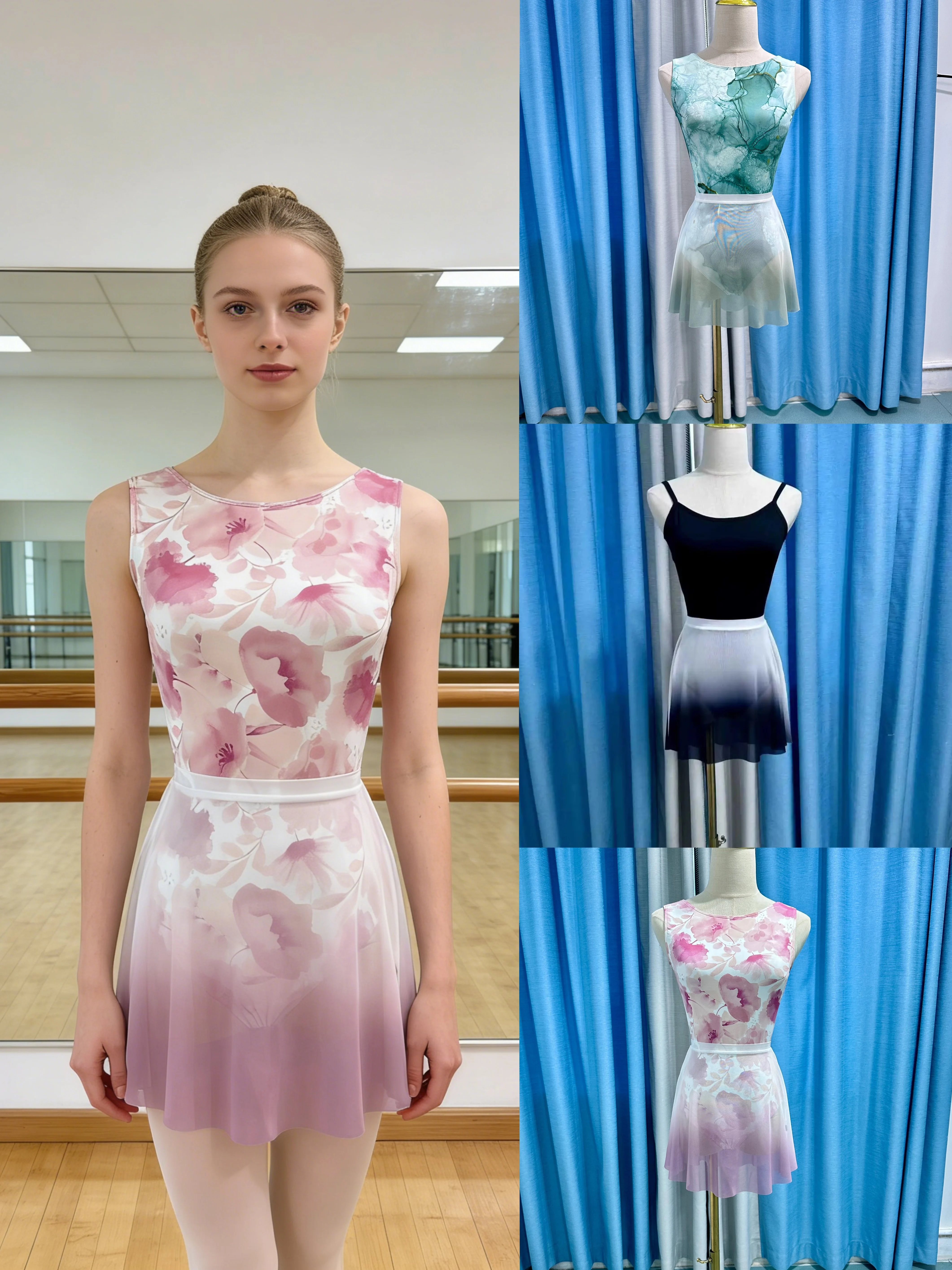 Ballet Dance Skirt Adult Children High Quality Gradient Color Soft Mesh Practice Dancing Wear Women Leotard Ballet Dancing Skirt