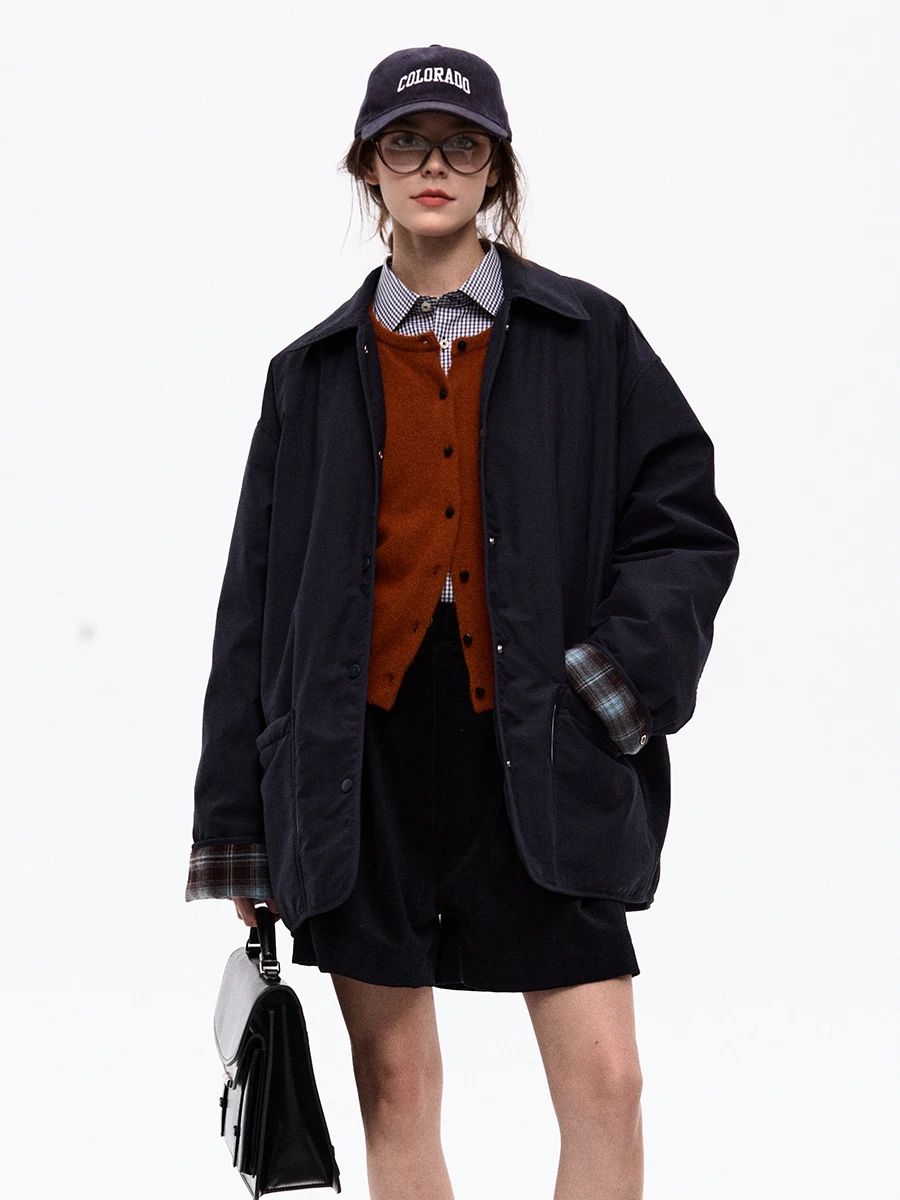 

Pisn Vintage Plaid Color Blo down Jaet Men's Mid-Length Parka Sle Du down Coat Regular Thin Long Sve