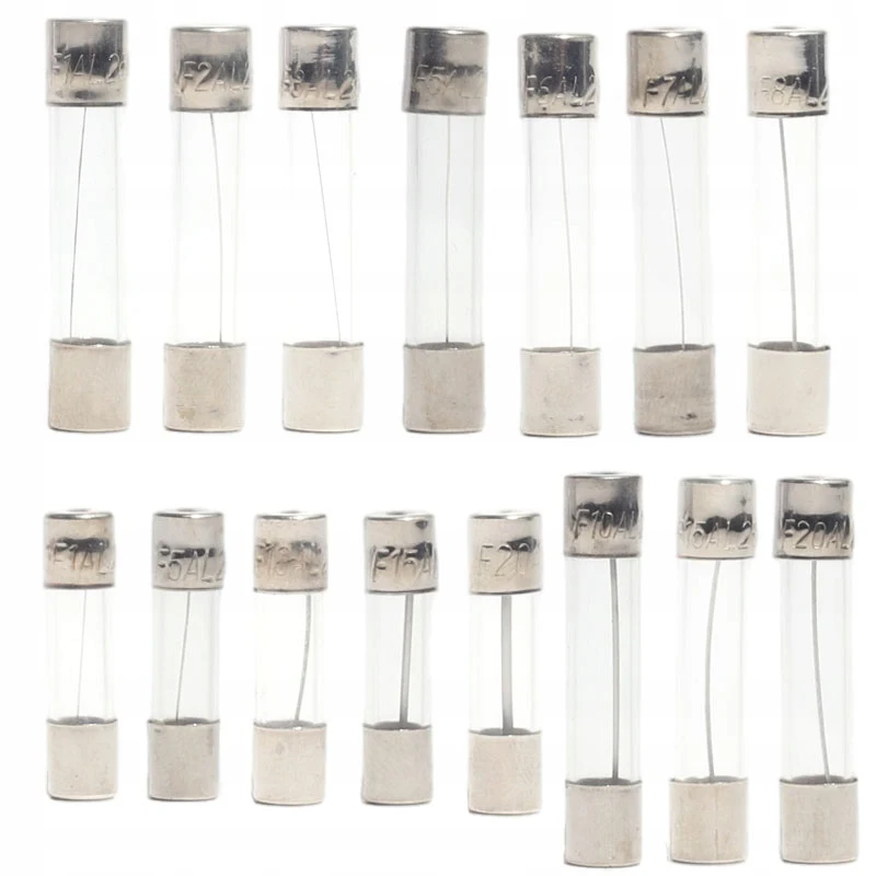 Glass Fuse Set Quick Blow Glass Tube Fuse Assorted Kits Fuses 250pcs