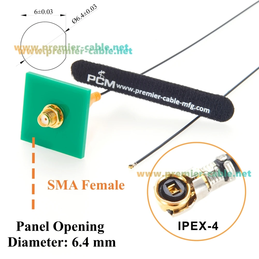 I-PEX Gen 4 MHF4 to SMA Female Bulkhead Panel Mount Cable RG113 50 Ohm Low Loss RF Coaxial Pigtail Extension Antenna Cable