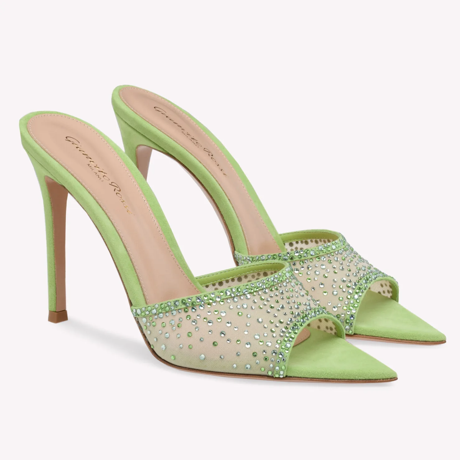 2026 New Women's Fashion Rhinestone Slippers With Pointed Toes High Heels Sandals European And American Style Sexy Dress Shoes