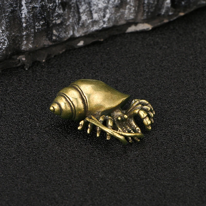 Vintage ทองเหลือง Hermit Crab Figurines Marine Organisms สัตว์รูปปั้นหัตถกรรมเครื่องประดับตกแต่งโต๊ะทํางาน Home Decor