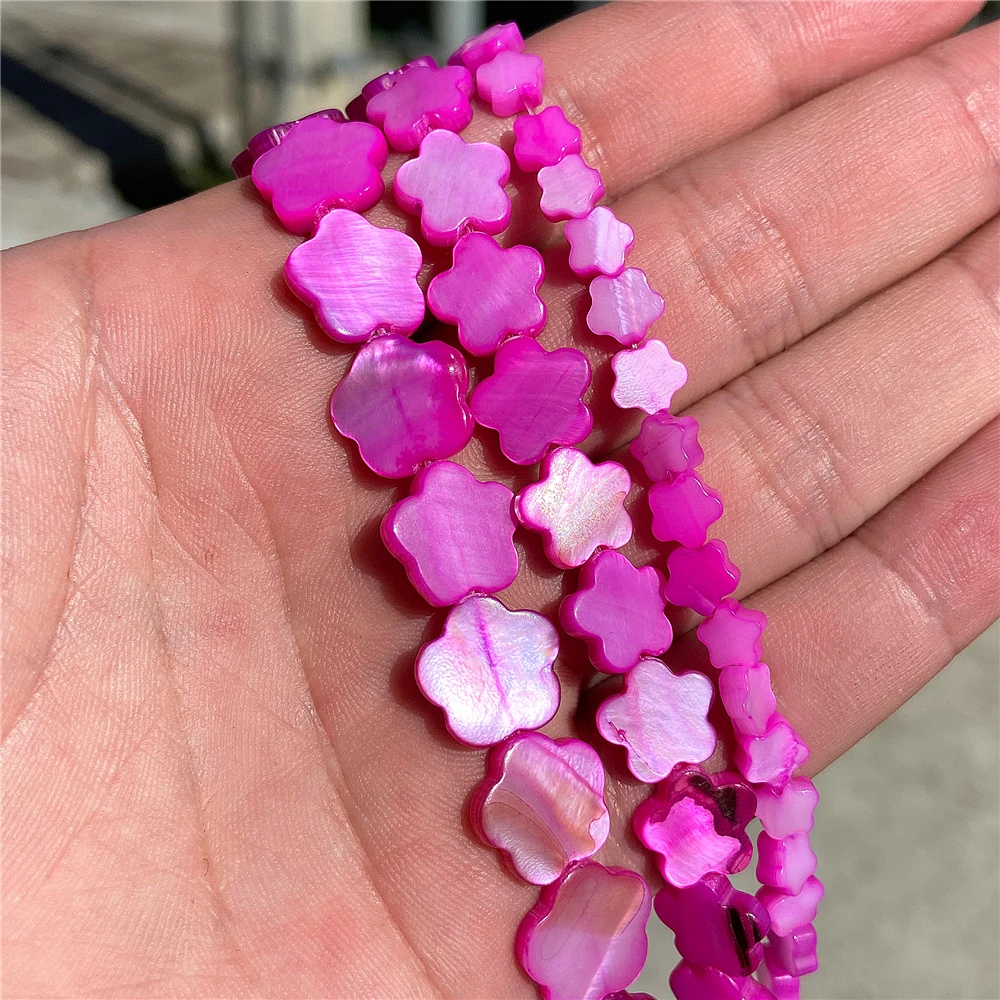 6 10 12mm Flower Shape Dyed Shell Bead Natural Colorful Flat Mother of Pearl Shell Beads for Jewelry Making Neckalce Bracelets