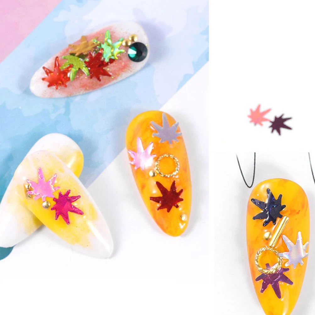 

12 Pcs Sequin Nail Jewelry DIY Art Decoration Dazzling Sequins Multicolor Maple Shaped Manicure Ornaments Glitter