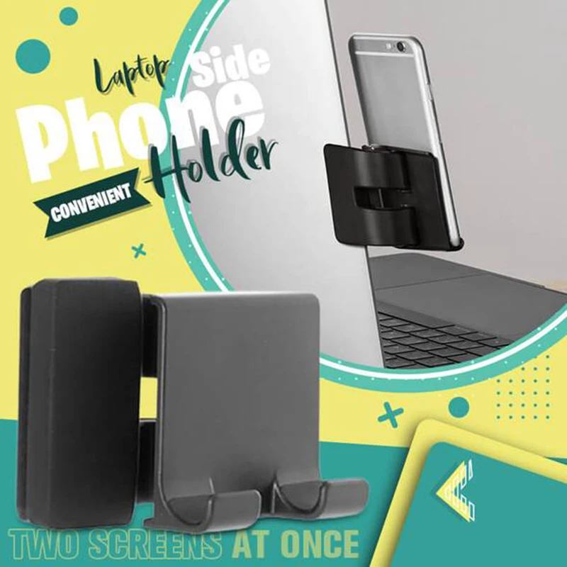 Laptop Side Phone Holder Laptop Side Mount Clip Bracket Phone Stand Holder For Laptop Screen PC Monitor