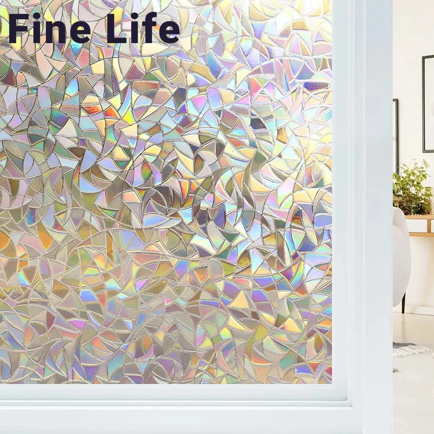 

Translucent Window Privacy Film Rainbow Static Stained Glass Decorative Films Window Covering Sticker Reflective Decal for Home