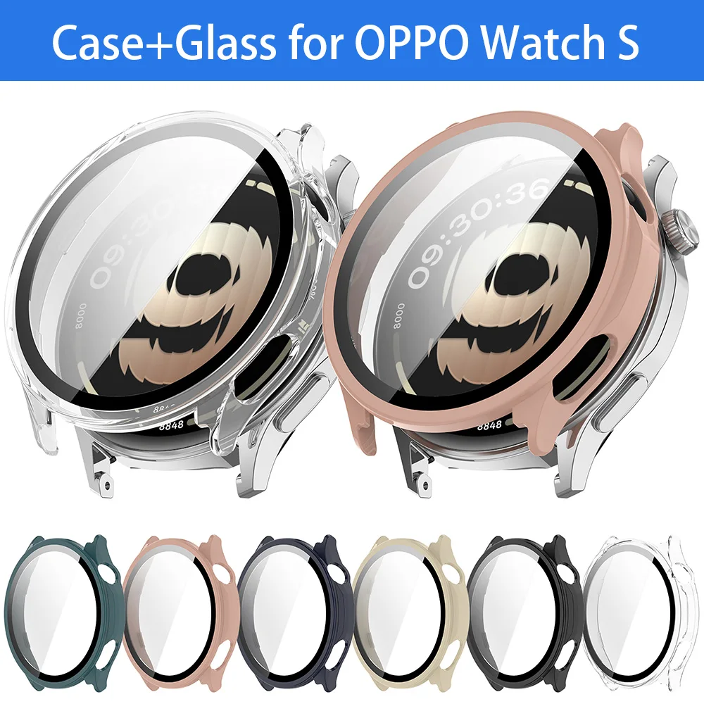 

Защитный чехол с защитной пленкой из закаленного стекла для OPPO Watch S PC + стеклянная пленка 9H 2 в 1