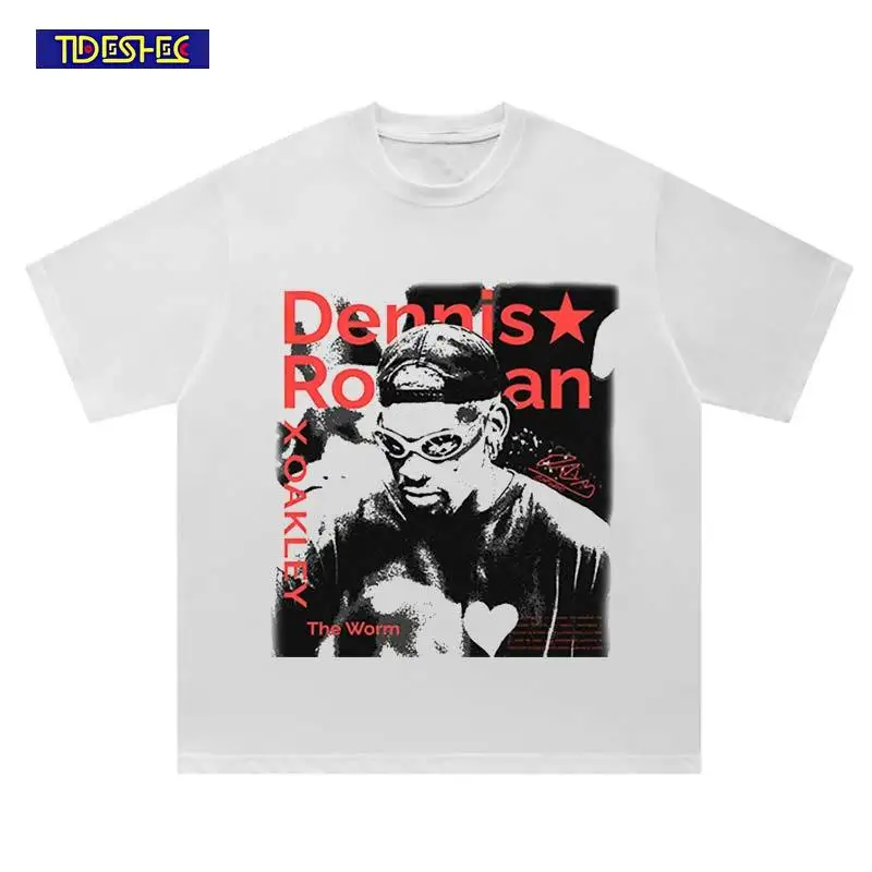 

2025 Vintage Washed T Shirt Hip Hop Portrait Print Tshirt Harajuku Casual Streetwear Cotton White Tee Shirts Fashion Loose Tops