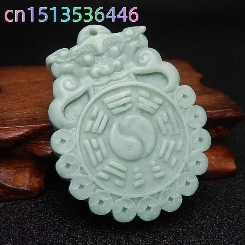 Green Real Jade Tai Chi Pendant Dragon Necklace Natural Stone Amulet Gifts Women Men Luxury Chinese Gift Carved Jewelry Vintage view 3