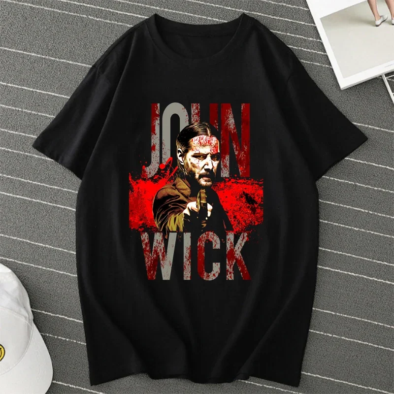 Crazy John Wick Baba Yaga Printed T Shirt for Men Fashion Streetwear  T Shirts Action Movie Short Sleeve Tee Shirt Adult Tops