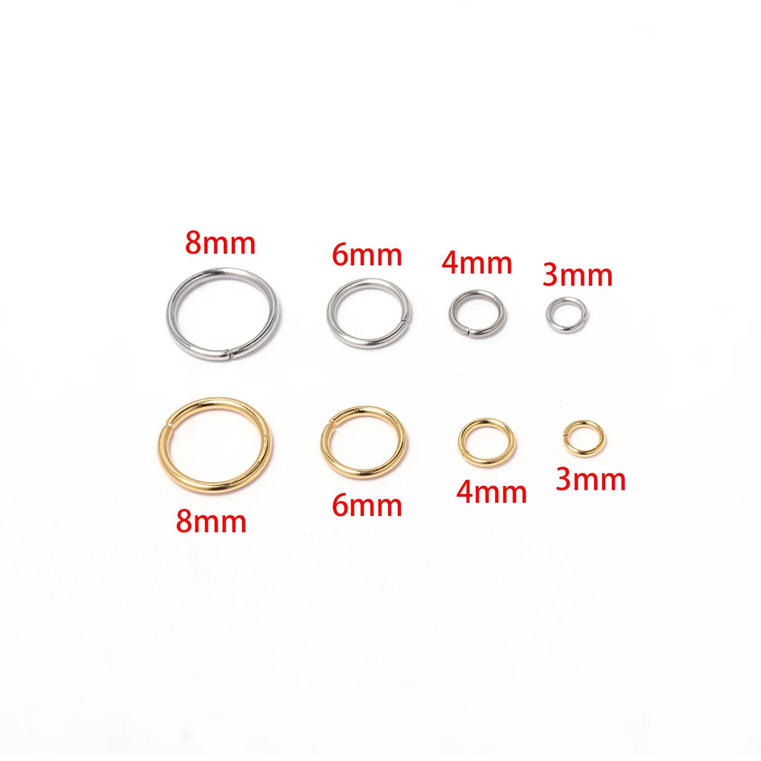 50-200pcs/Lot 3-8mm Stainless Steel Open Jump Rings Split Rings Connectors For DIY Jewelry Making Supplies Accessories Findings