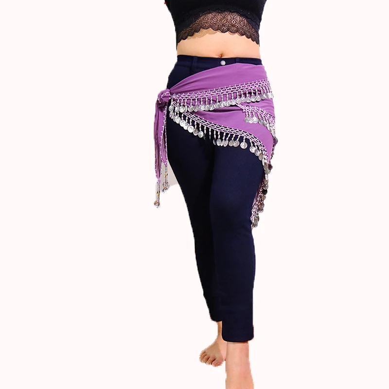 

Women Belly Dance Hip Skirt Scarf Wrap Belt Tassel Silver Coin Egyptian Triangle Waist Chain Halloween Dance Performance Costume