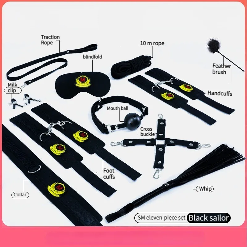 Passionate SM adult sex products binding set women's handcuffs breast clip plug combination sex products