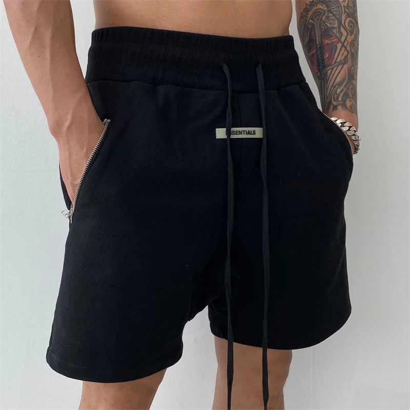 Men\'s Shorts High Street Retro Casual Fashion Cotton Double Zipper Five Point Pants New Summer Sports Fitness Loose Shorts