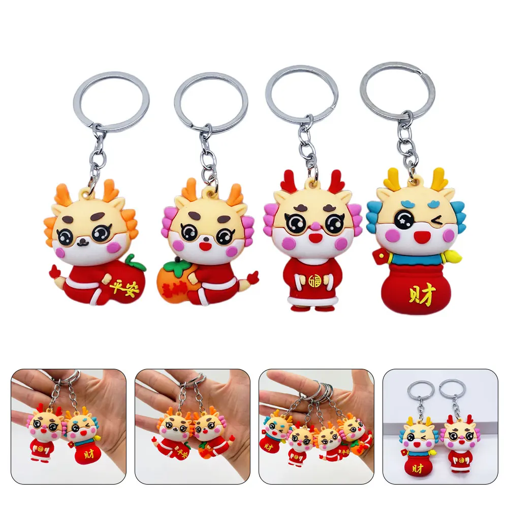 

Hanging Keychains Chinese Dragon Ornament New Year Pendant Pvc Keyring Lunar Small