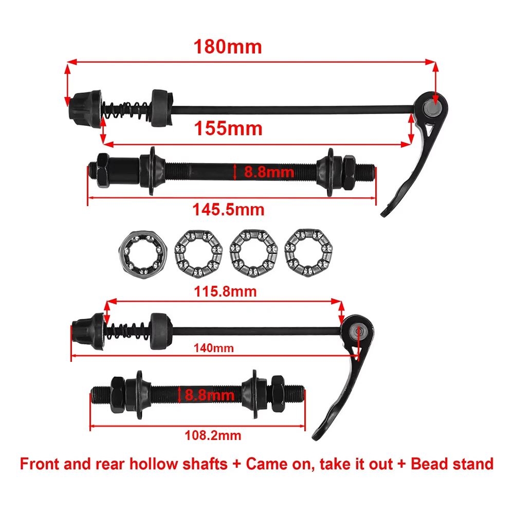 Bike Axle Quick Release Skewer Front Rear Bicycle Axle Wheel Hub With 25mm Hub Bearings Fit for Road Bike, Mountain Bike, MTB