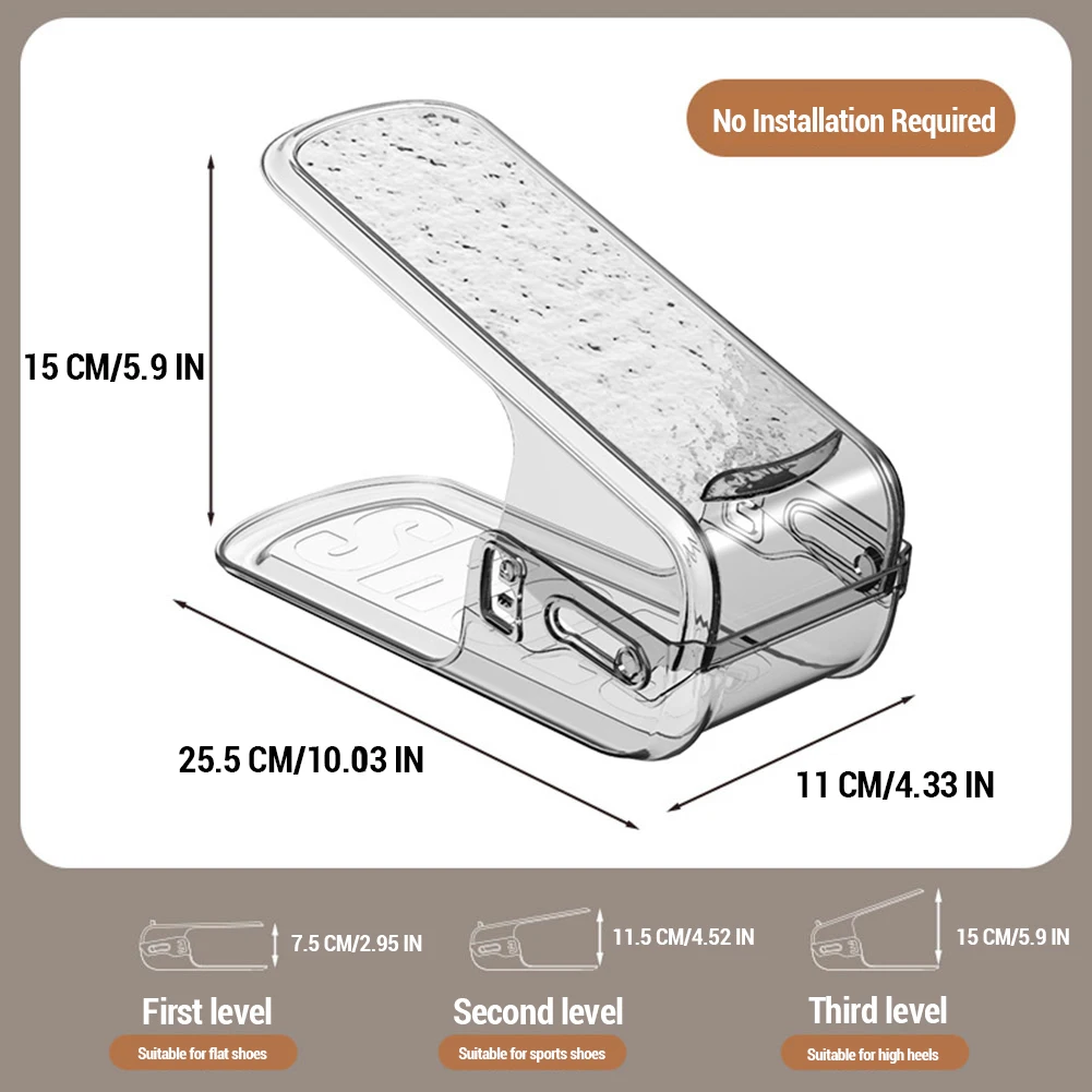 Shoe Slots Organizer 3 Levels Adjustable Double Layer Shoe Stacker Space Saving Shoe Rack Holder for Closet Organization