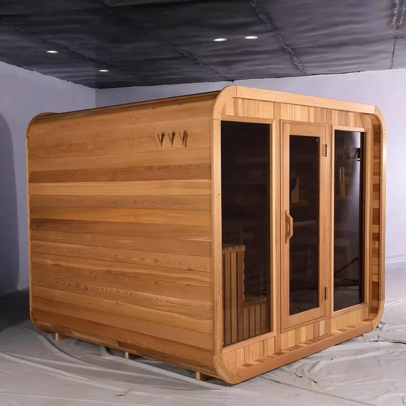 Customize Modern Design Traditional Dry Steam Sauna Room Premium Outdoor for 4 People Electric Heating Hemlock for Villas